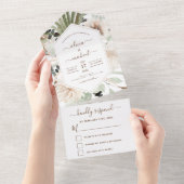 Pampas Grass Bohemian Boho Eucalyptus Wedding RSVP All In One Uitnodiging (Afscheurbaar)