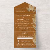 Pampas Grass Bohemian Boho RSVP Herfst Elegant All In One Uitnodiging (Binnen)