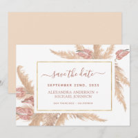 Pampas Grass Bohemian Boho Save the Date Invitatio