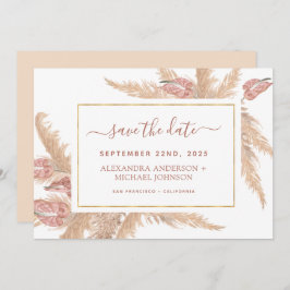 Pampas Grass Bohemian Boho Save the Date Invitatio Kaart