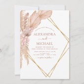 Pampas Grass Bohemian Boho Tropical Wedding Invita Kaart (Voorkant)