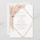 Pampas Grass Bohemian Boho Tropical Wedding Invita Kaart (Voorkant)