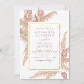Pampas Grass Bohemian Boho Tropical Wedding Invita Kaart (Voorkant)