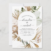 Pampas Grass Bohemian Boho Tropical Wedding Invita Kaart (Voorkant)