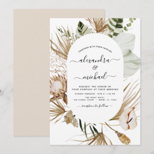 Pampas Grass Bohemian Boho Tropical Wedding Invita Kaart