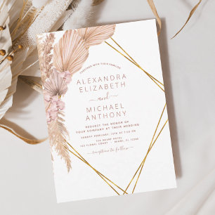 Pampas Grass Bohemian Boho Tropical Wedding Invita Kaart