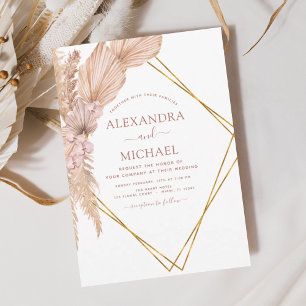 Pampas Grass Bohemian Boho Tropical Wedding Invita Kaart