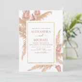 Pampas Grass Bohemian Boho Tropical Wedding Kaart (Staand voorkant)