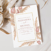 Pampas Grass Bohemian Boho Tropical Wedding Kaart