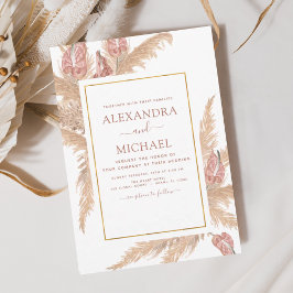 Pampas Grass Bohemian Boho Tropical Wedding Kaart