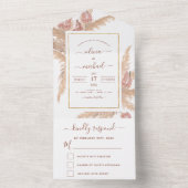 Pampas Grass Bohemian Boho Tropical Wedding RSVP All In One Uitnodiging (Binnen)