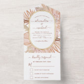 Pampas Grass Bohemian Boho Tropical Wedding RSVP All In One Uitnodiging