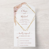 Pampas Grass Bohemian Boho Tropical Wedding RSVP All In One Uitnodiging (Binnen)