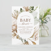 Pampas grass Bohemian Boho tropisch Baby shower in Kaart (Staand voorkant)