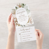 Pampas Grass Bohemian Boho Wedding Invitation All In One Uitnodiging (Afscheurbaar)