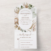 Pampas Grass Bohemian Boho Wedding Invitation All In One Uitnodiging (Binnen)