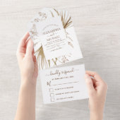 Pampas Grass Bohemian Boho Wedding Invitation All In One Uitnodiging (Afscheurbaar)
