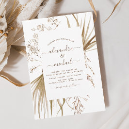 Pampas Grass Bohemian Boho Wedding Invitation Kaart