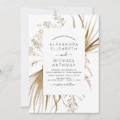 Pampas Grass Bohemian Boho Wedding Invitation Kaart (Voorkant)