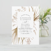 Pampas Grass Bohemian Boho Wedding Invitation Kaart (Staand voorkant)