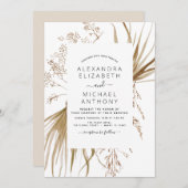 Pampas Grass Bohemian Boho Wedding Invitation Kaart (Voorkant / Achterkant)