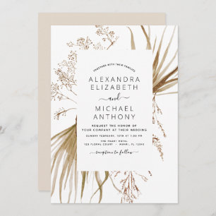 Pampas Grass Bohemian Boho Wedding Invitation Kaart