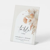 Pampas Grass Bohemian Floral Table Number Reclamebord Met Voetstuk (Voorkant)