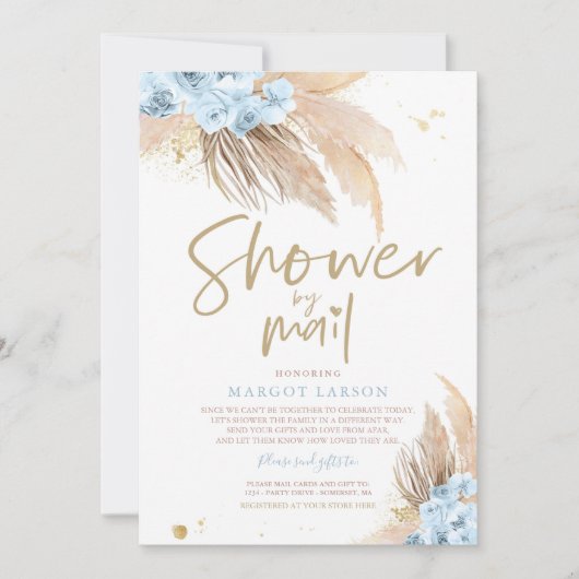 Pampas Grass Bohemian Shower By Mail Baby shower Kaart (Voorkant)