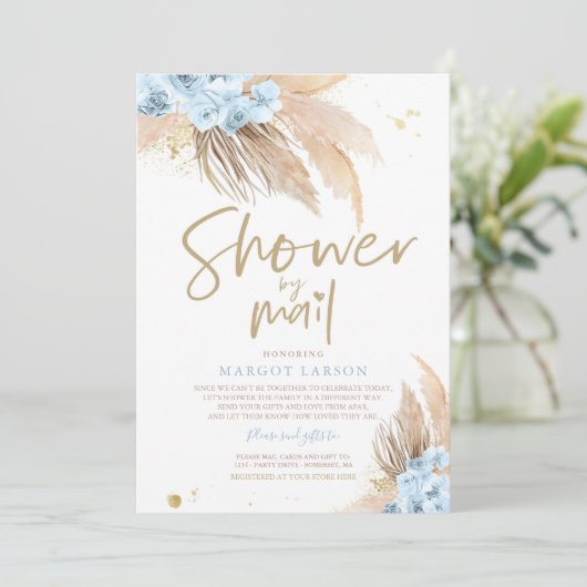 Pampas Grass Bohemian Shower By Mail Baby shower Kaart (Staand voorkant)