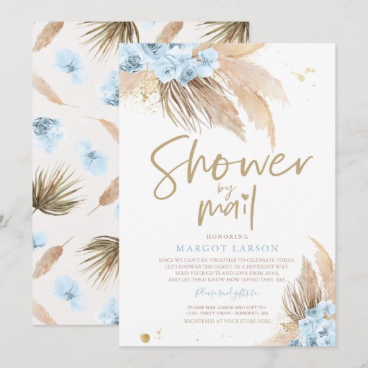 Pampas Grass Bohemian Shower By Mail Baby shower Kaart (Voorkant / Achterkant)