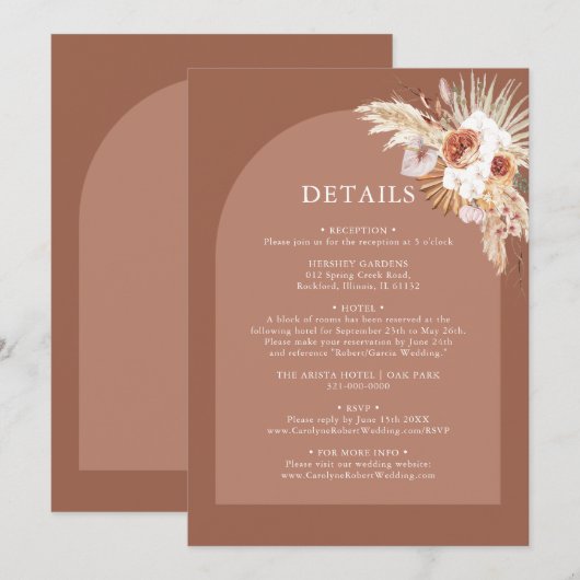 Pampas Grass Bohemian Terracotta - Uitnodiging (Voorkant / Achterkant)