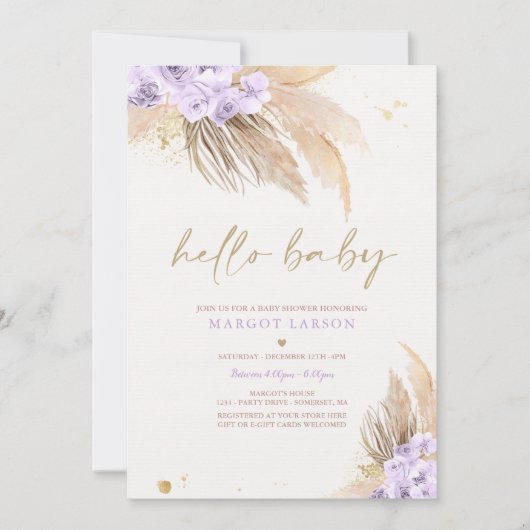 Pampas Grass Bohemian Tropical Desert Baby shower Kaart (Voorkant)