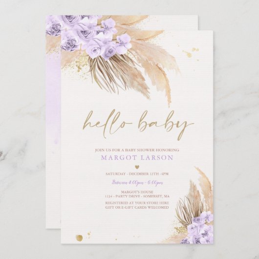 Pampas Grass Bohemian Tropical Desert Baby shower Kaart (Voorkant / Achterkant)