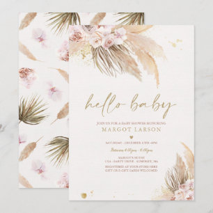 Pampas Grass Bohemian Tropical Desert Baby shower Kaart