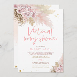 Pampas Grass Bohemian Virtual Zoom Baby shower Kaart