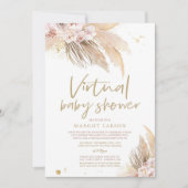 Pampas Grass Bohemian Virtual Zoom Baby shower Kaart (Voorkant)