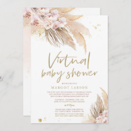 Pampas Grass Bohemian Virtual Zoom Baby shower Kaart