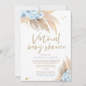 Pampas Grass Bohemian Virtual Zoom Baby shower Kaart (Voorkant)