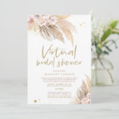 Pampas Grass Bohemian Virtual Zoom Vrijgezellenfee Kaart (Staand voorkant)