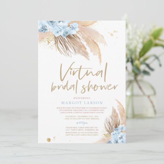 Pampas Grass Bohemian Virtual Zoom Vrijgezellenfee Kaart (Staand voorkant)