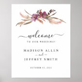 Pampas Grass Bohemian Weddenschap Welkomstteken Poster (Voorkant)