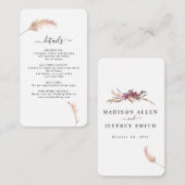 Pampas Grass Bohemian Wedding Details Kaart (Voorkant / Achterkant)