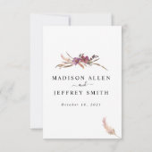 Pampas Grass Bohemian Wedding Details Kaart (Achterkant)