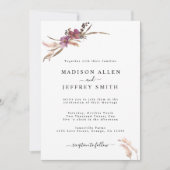 Pampas Grass Bohemian Wedding Invitation Aankondiging (Voorkant)