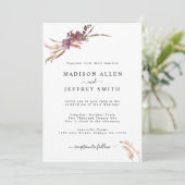 Pampas Grass Bohemian Wedding Invitation Aankondiging (Staand voorkant)