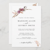 Pampas Grass Bohemian Wedding Invitation Aankondiging (Voorkant / Achterkant)