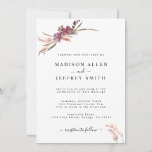Pampas Grass Bohemian Wedding Invitation