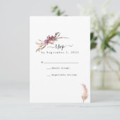 Pampas Grass Bohemian Wedding RSVP Kaartje (Staand voorkant)