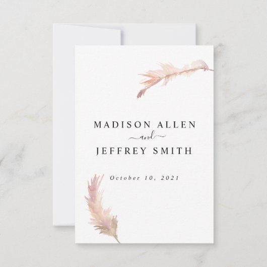 Pampas Grass Bohemian Wedding RSVP Kaartje (Achterkant)