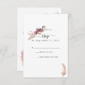Pampas Grass Bohemian Wedding RSVP Kaartje (Voorkant / Achterkant)